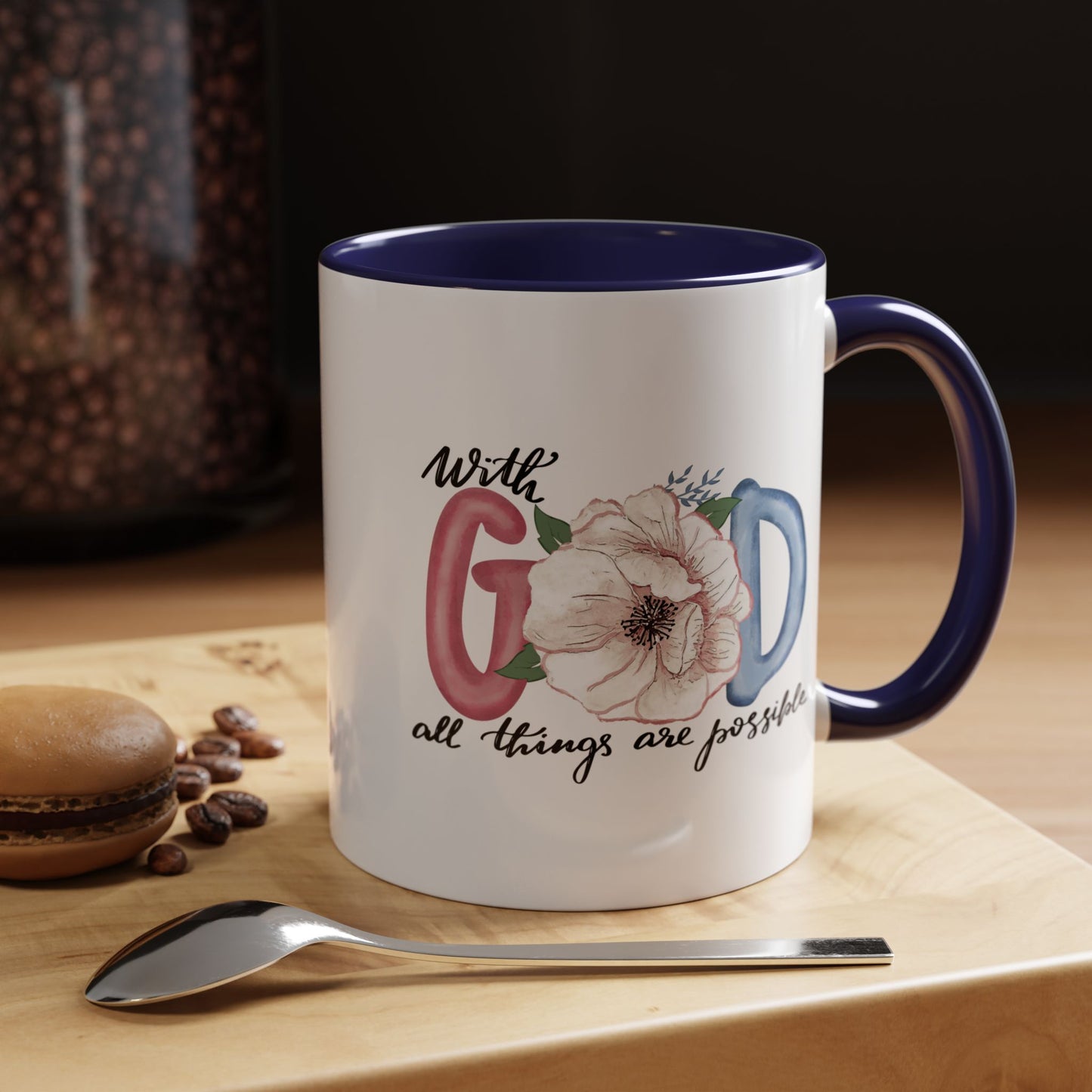 'With God all things are possible' Accent Coffee Mug (11 oz)