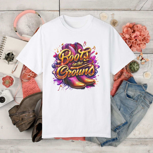 Music Lover's Garment-Dyed T-Shirt - "Boots on the Ground" Tee