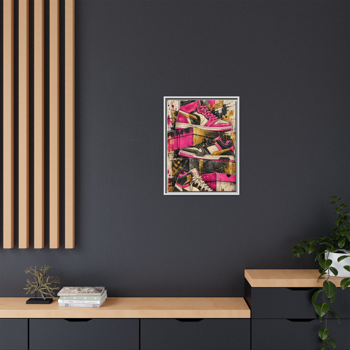 Urban Sole Matte Canvas, Framed Pink Sneaker Wall Art