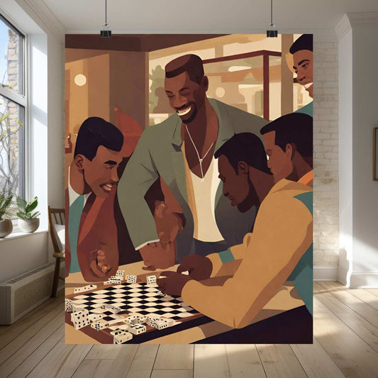 Fellas Gaming Night Matte Vertical Poster - Domino Night Vibes, Midcentury
