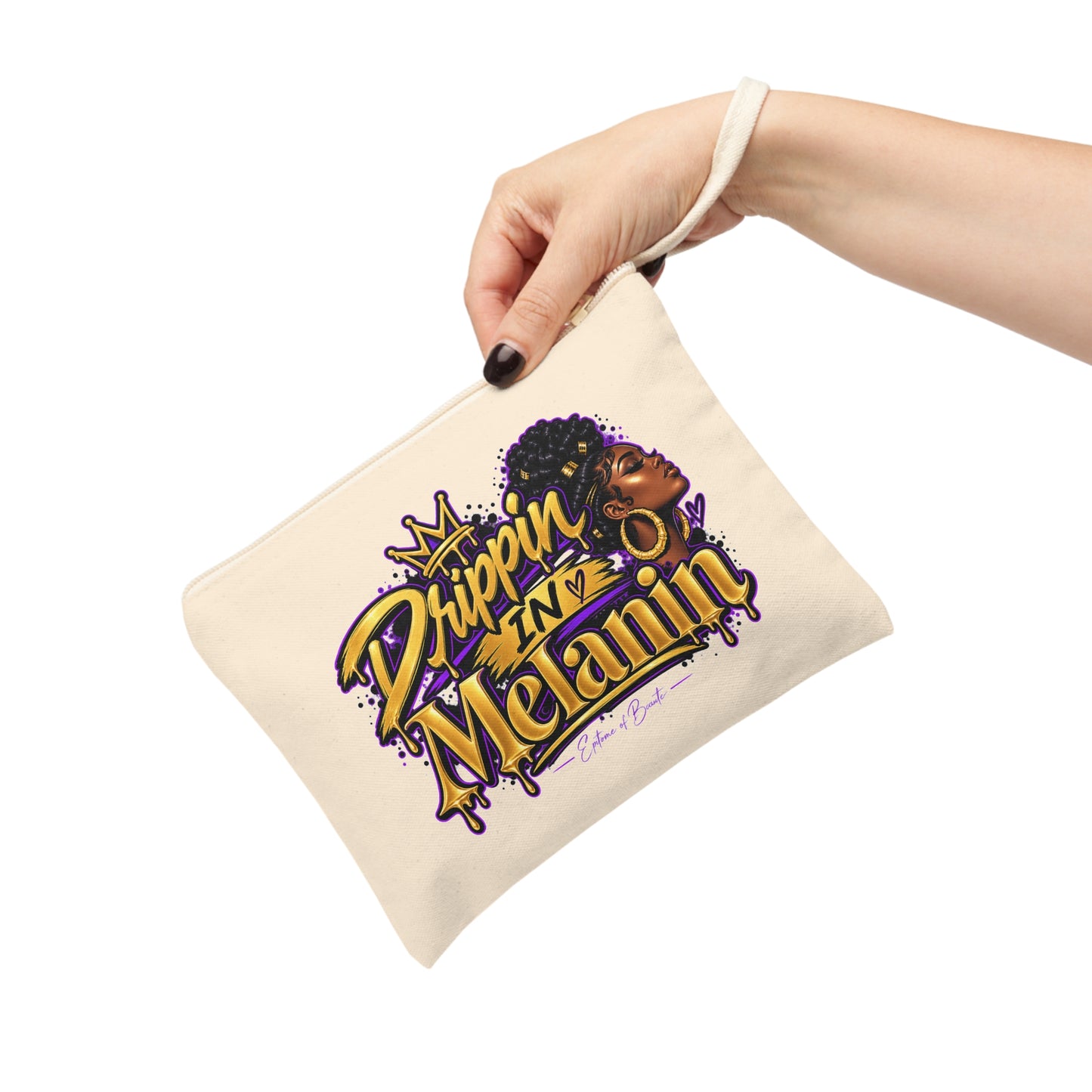 Zipper Pouch — “Drippin’ in Melanin” Afrocentric Accessory Bag