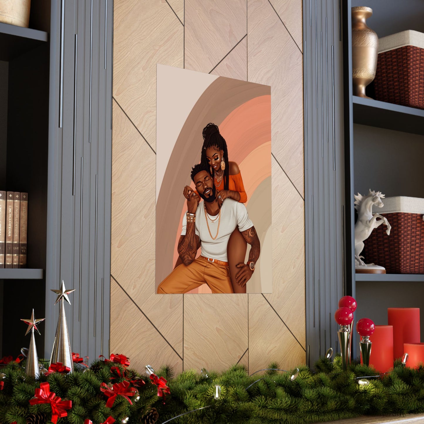 Love & Happiness Matte Vertical Poster - Black Love Wall Art for Couples