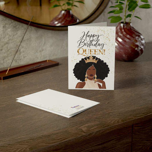 Elegant Birthday Queen Greeting Cards - Pack of 1, or 10 pc
