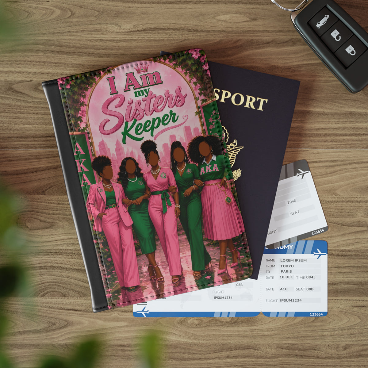 Passport Cover — "I Am My Sisters Keeper" Sorority Travel Passport Holder
