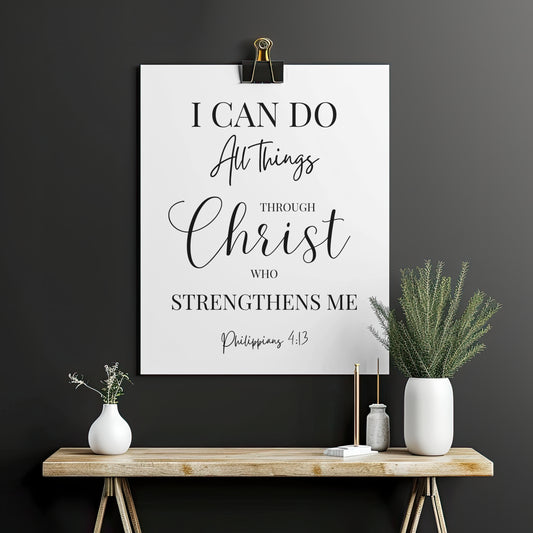 Poster with motivational quote on a dark wall with decor items.