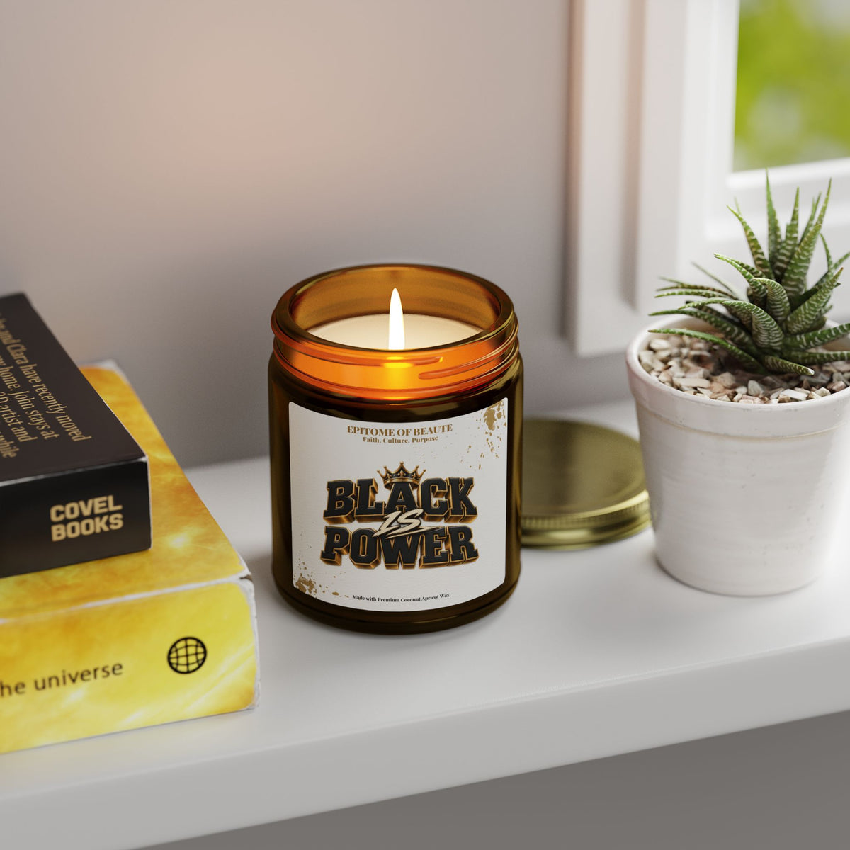 Black Is Power Coconut Apricot Scented Candle — 9oz Jar