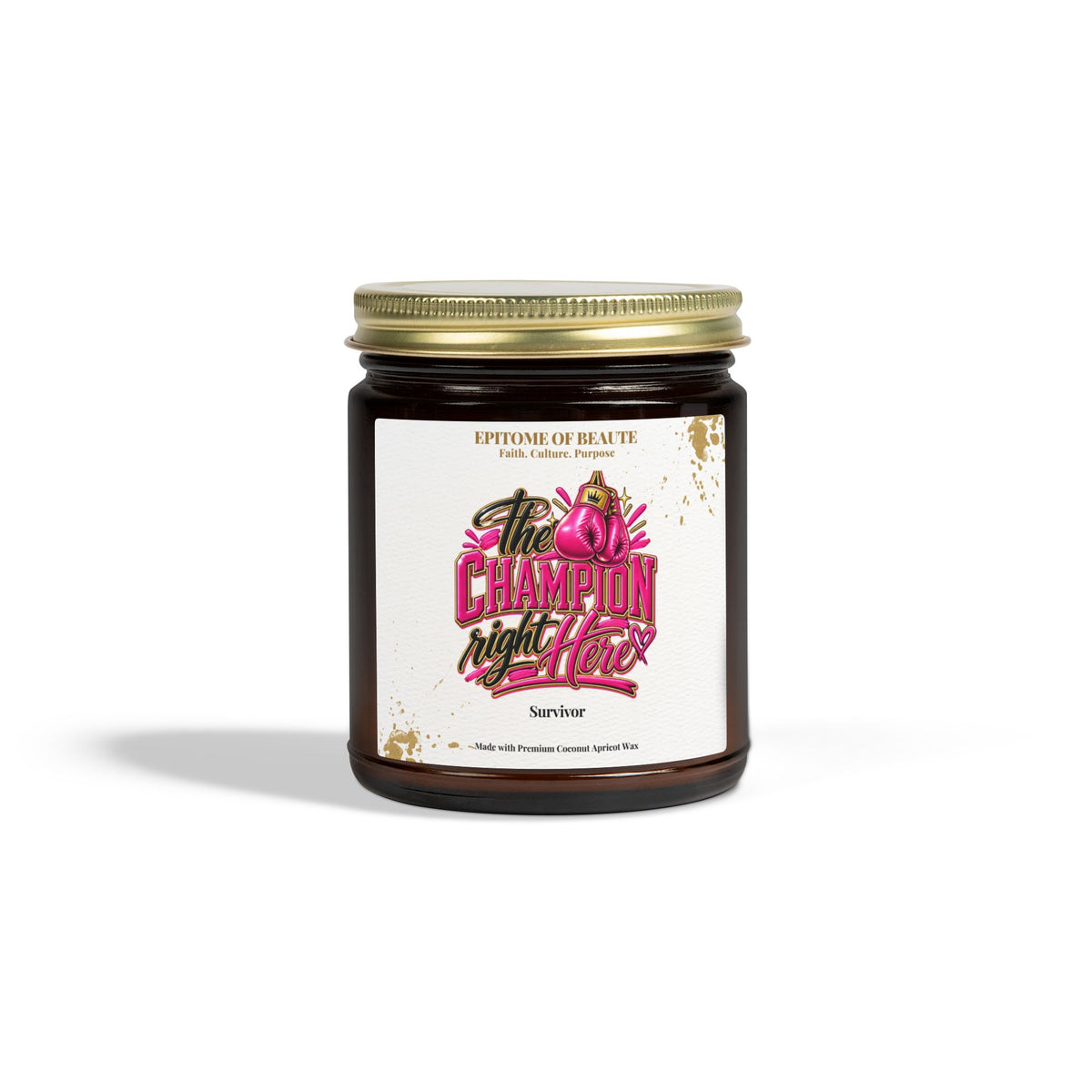 The Champion Right Here — Cancer Survivor Coconut-Apricot Scented Candle "(9oz)
