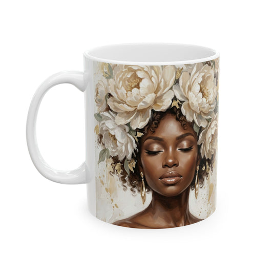 Black Woman Floral Crown Mug