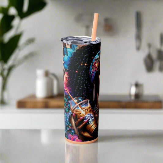 Afrocentric Art Stylish 20oz Skinny Tumbler with Straw