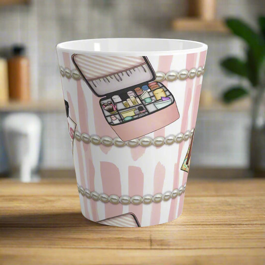 Makeup & Pearls Latte Mug