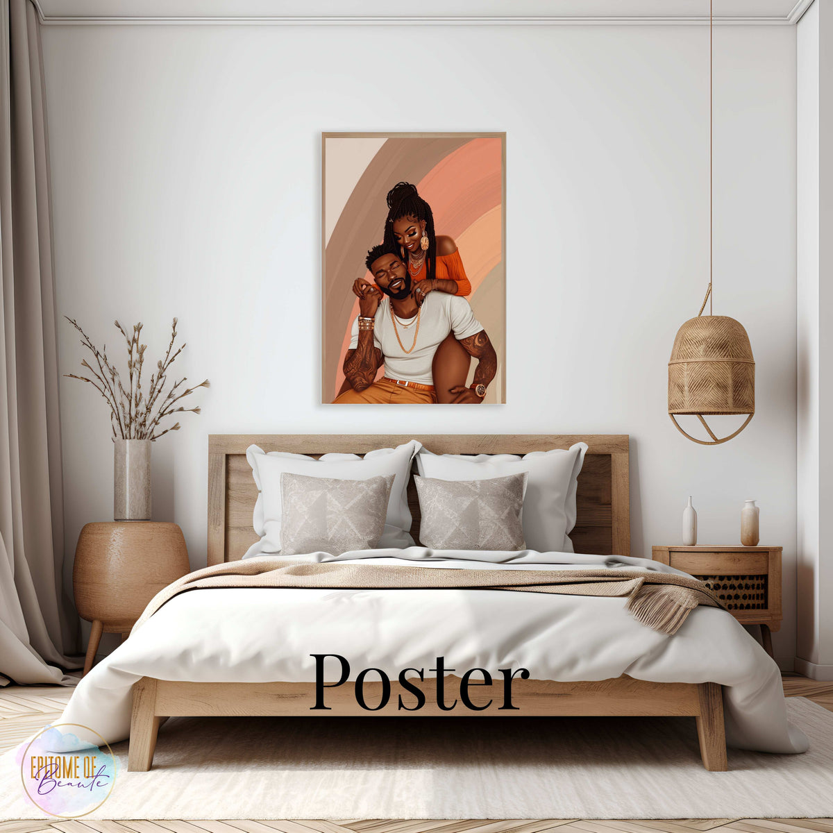 Love & Happiness Matte Vertical Poster - Black Love Wall Art for Couples