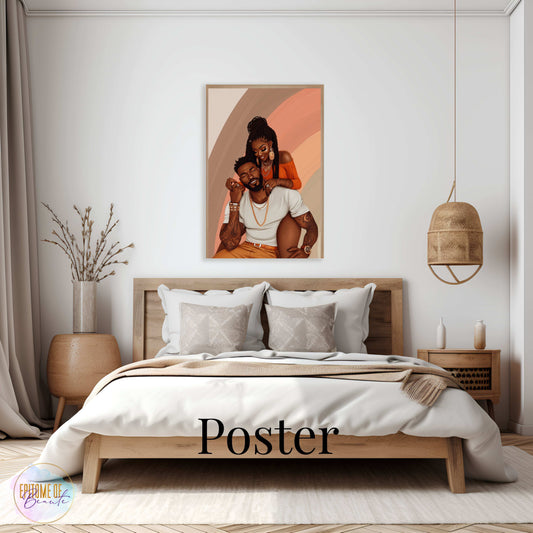 Love & Happiness Matte Vertical Poster - Black Love Wall Art for Couples