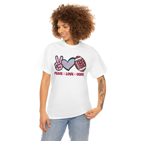 Peace Love Cure Breast Cancer T-shirt| Social Cancer Support Apparel