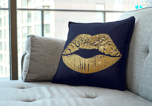 Golden Kiss Square Pillow