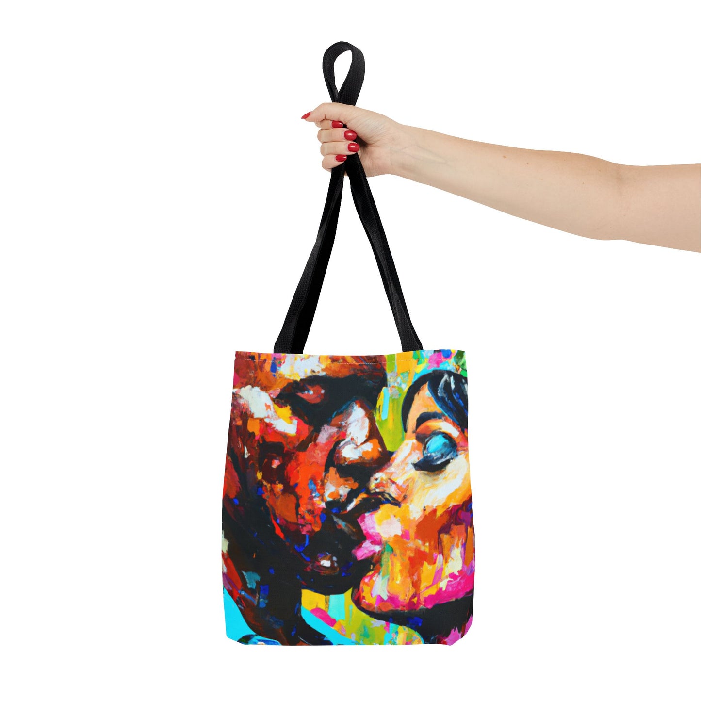 African American Couple Pop Art Kiss Tote Bag — Black Love Art Tote, King & Queen Melanin Romantic Art Print