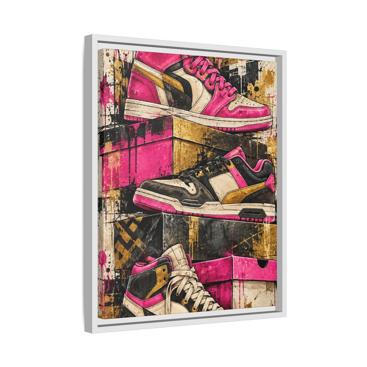 Urban Sole Matte Canvas, Framed Pink Sneaker Wall Art