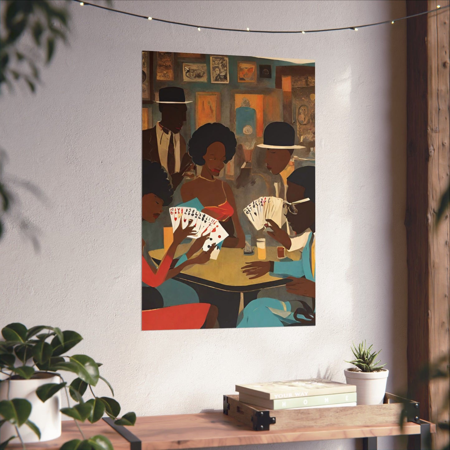 Mid-Century African American Wall Art: Black People Playing Spades Poster