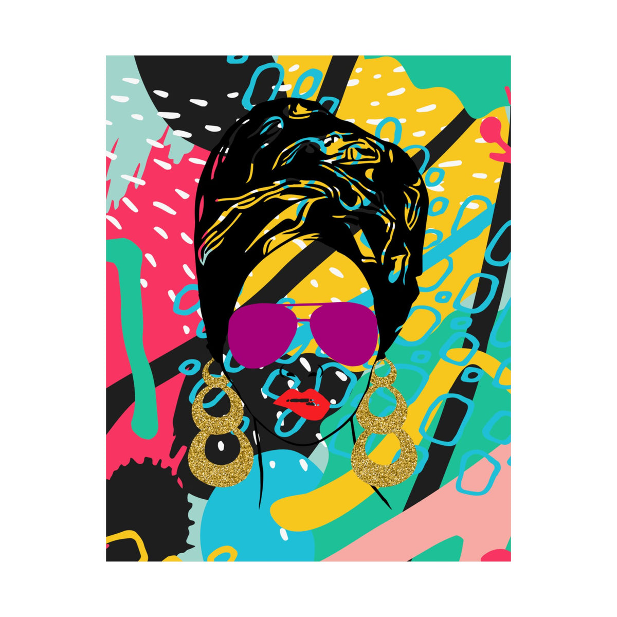 Afro Pop Woman Art Poster | Colorful Black Girl Wall Art
