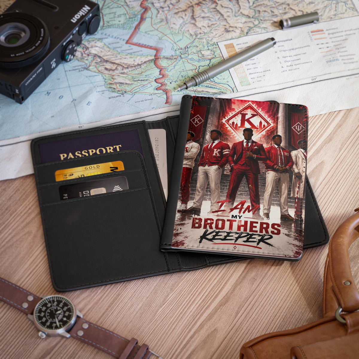 Passport Cover — "I Am My Brothers Keeper" Brotherhood Travel Wallet