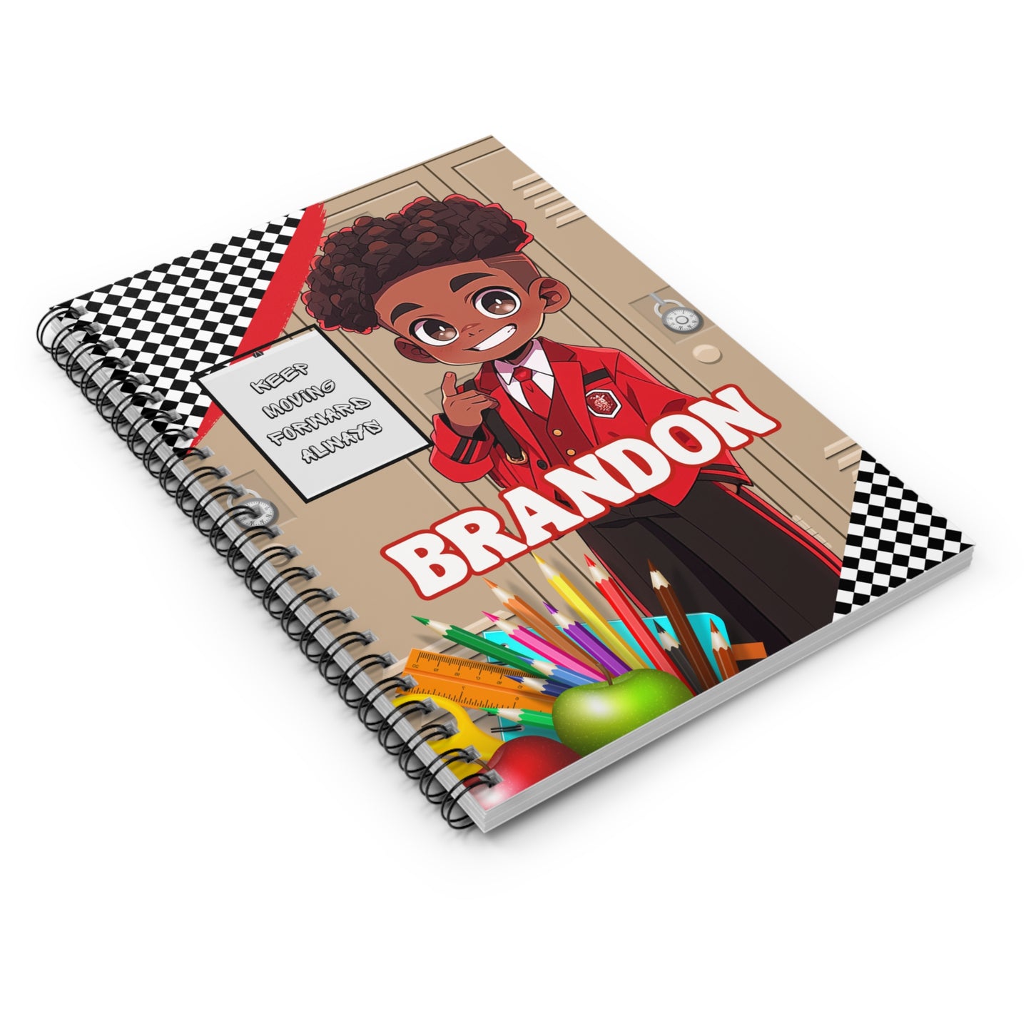 Keep Moving Forward Always Spiral Notebook for Boys – Personalized School Journal
