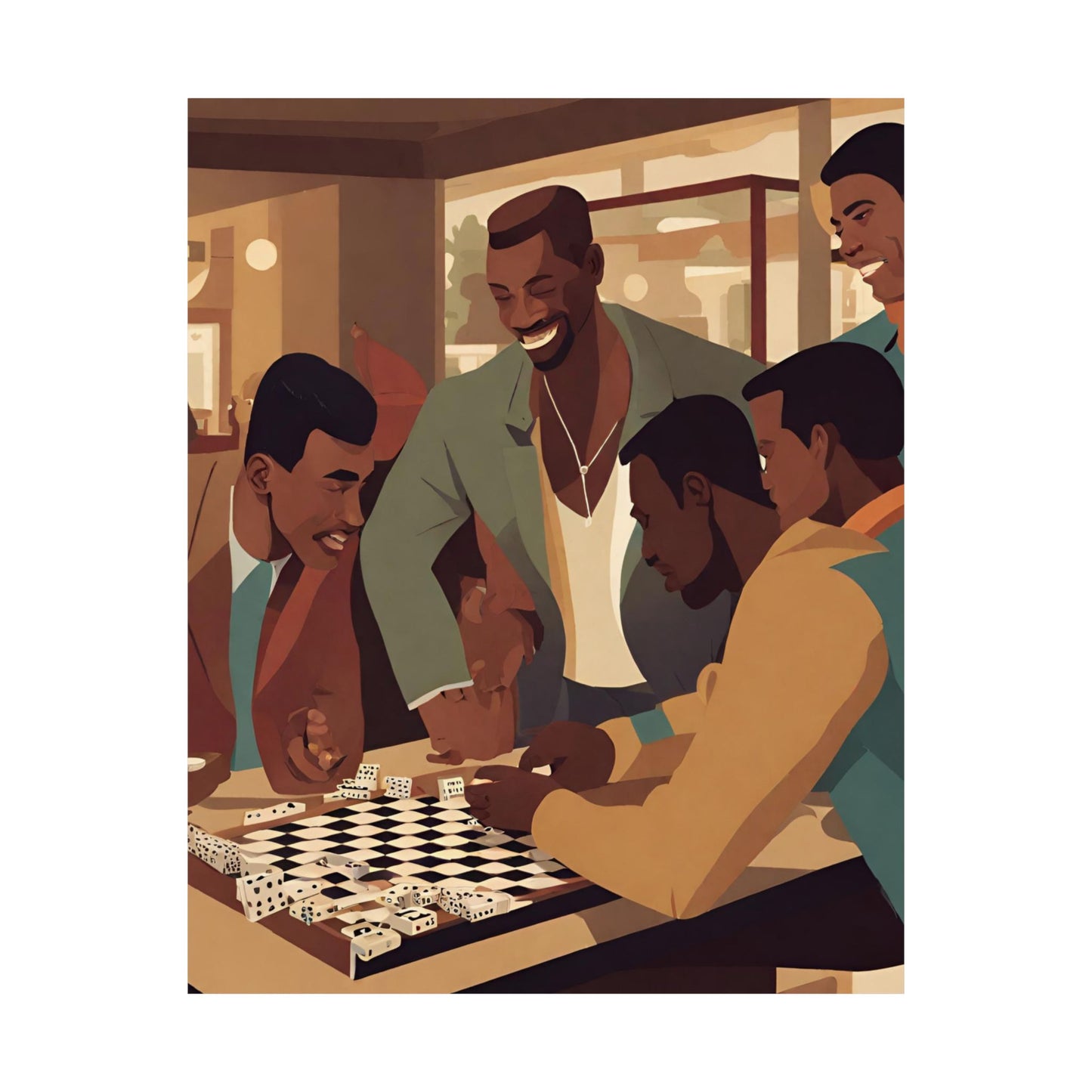 Black Men Playing Dominoes Poster | Retro Wall Art