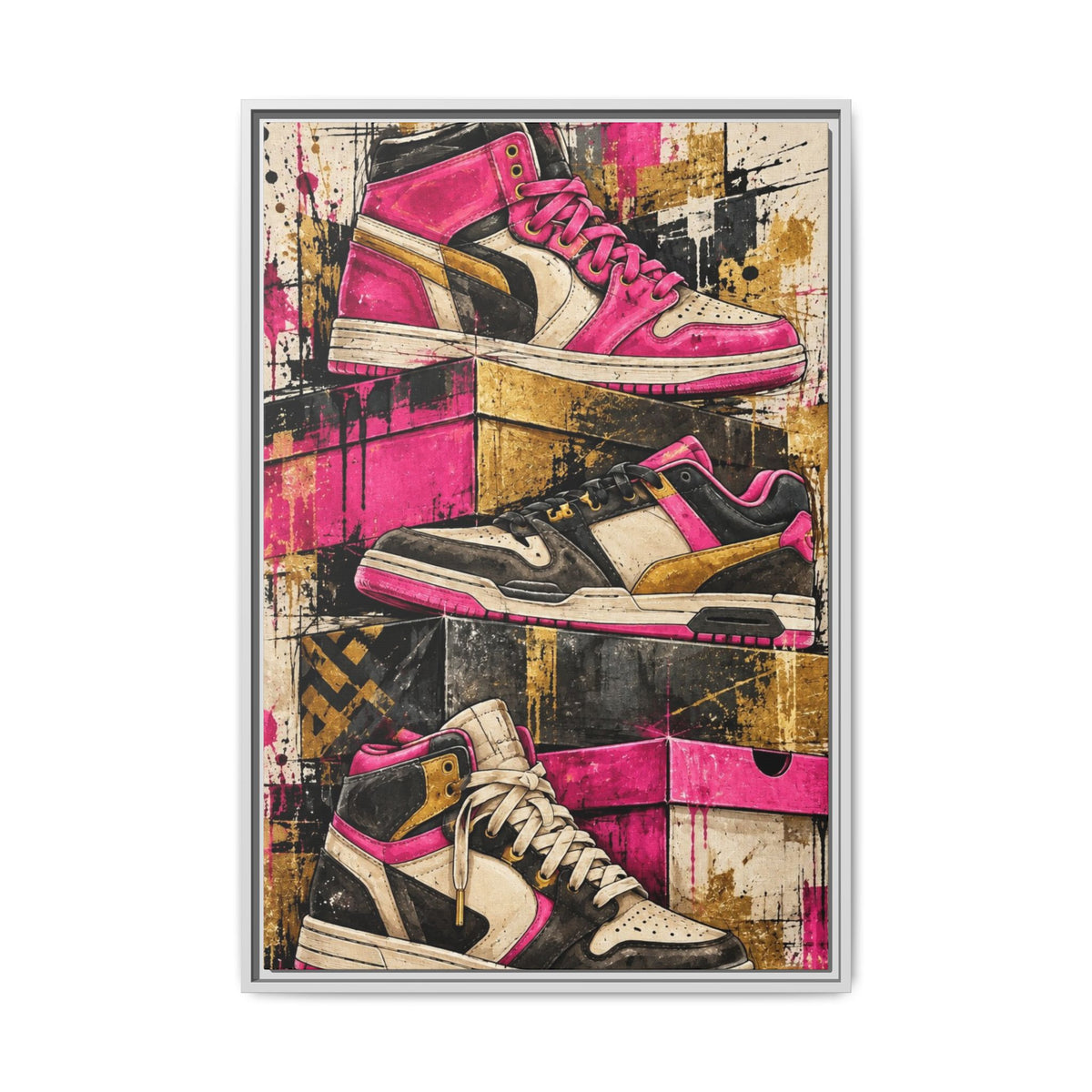 Urban Sole Matte Canvas, Framed Pink Sneaker Wall Art