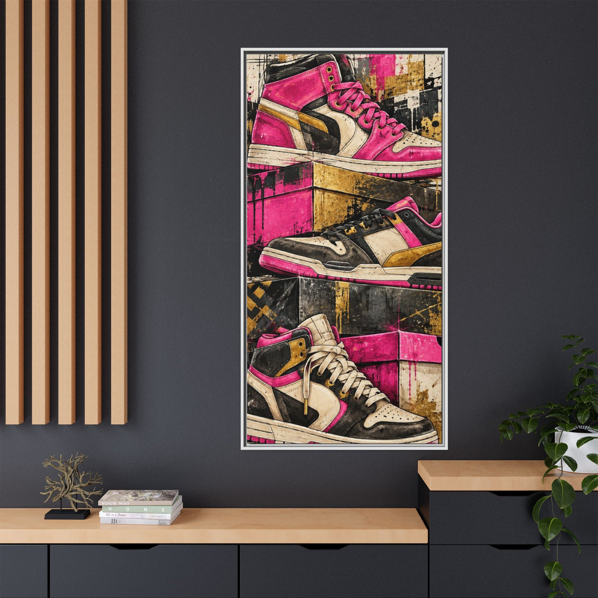 Urban Sole Matte Canvas, Framed Pink Sneaker Wall Art