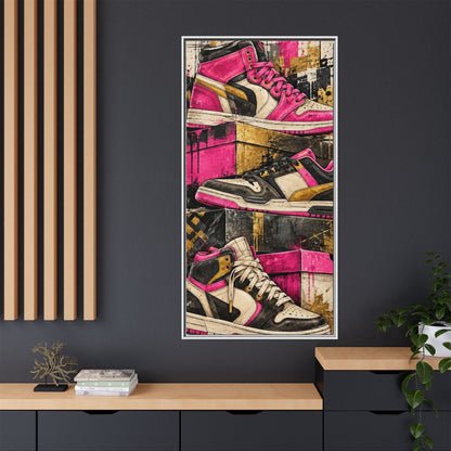 Urban Sole Matte Canvas, Framed Pink Sneaker Wall Art