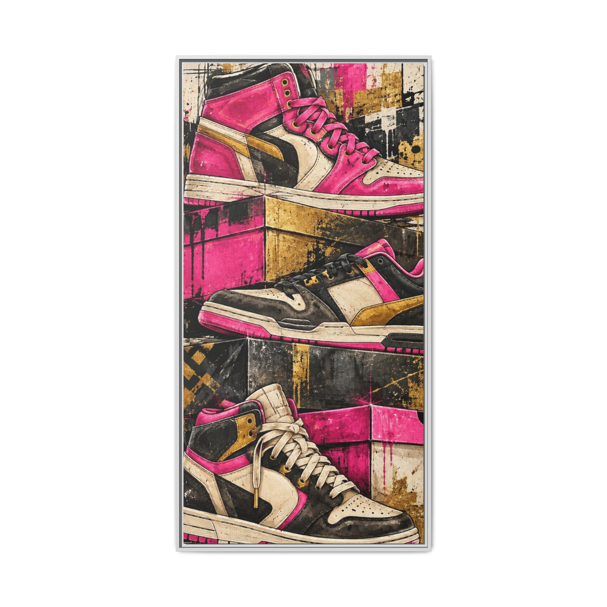 Urban Sole Matte Canvas, Framed Pink Sneaker Wall Art