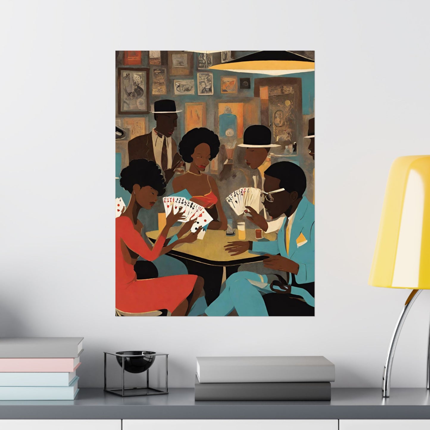 Mid-Century African American Wall Art: Black People Playing Spades Poster
