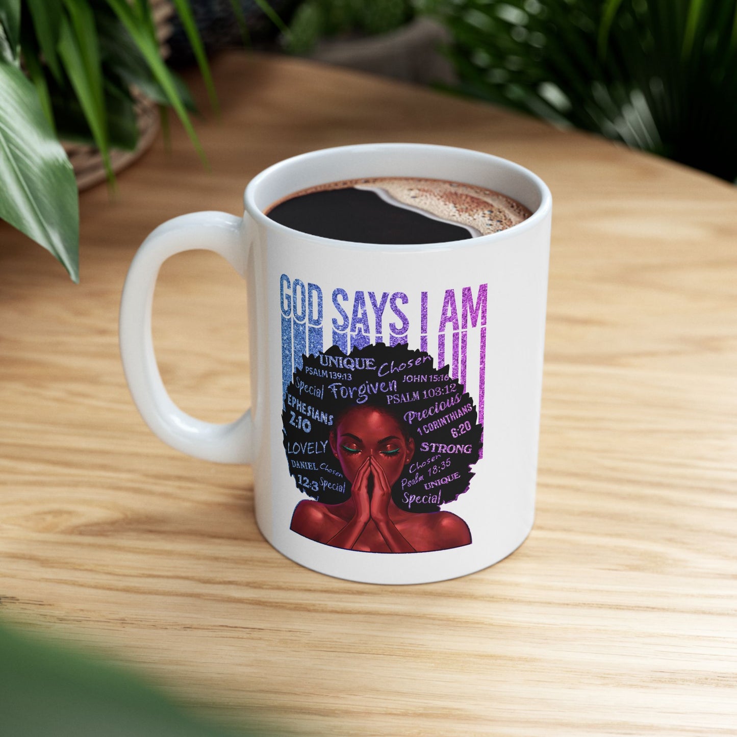 God Says I Am Afro Woman Mug