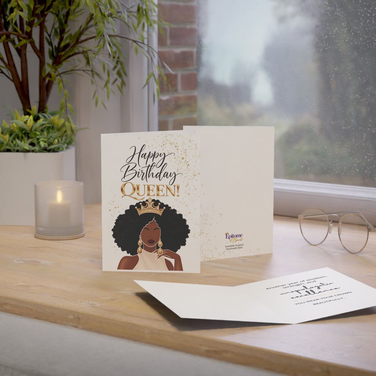 Elegant Birthday Queen Greeting Cards - Pack of 1, or 10 pc