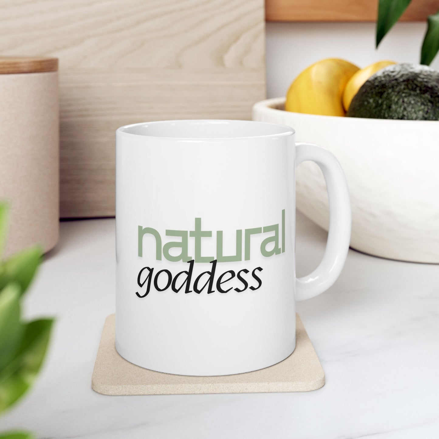 Natural Goodness Ceramic Mug — Organic Green Coffee Cup (11oz)