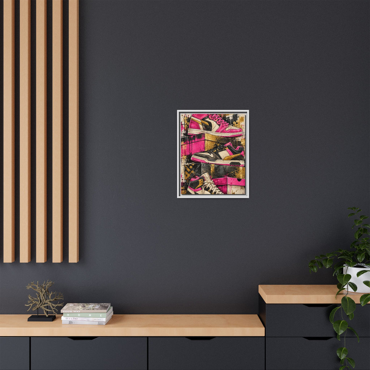 Urban Sole Matte Canvas, Framed Pink Sneaker Wall Art