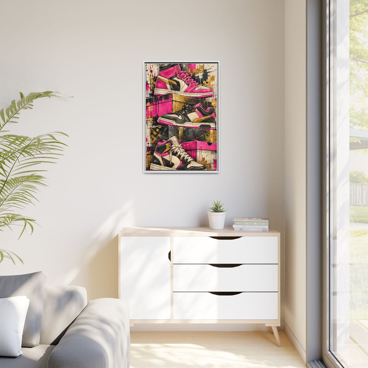 Urban Sole Matte Canvas, Framed Pink Sneaker Wall Art