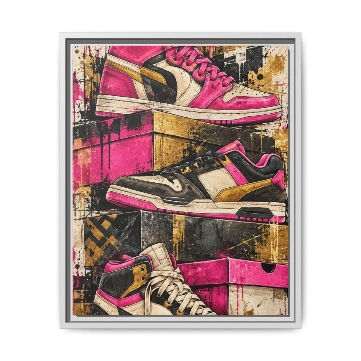 Urban Sole Matte Canvas, Framed Pink Sneaker Wall Art