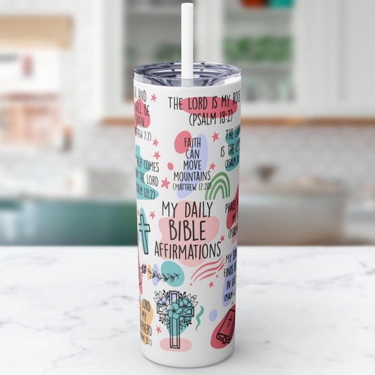 My Daily Bible Affirmations Skinny Steel Tumbler