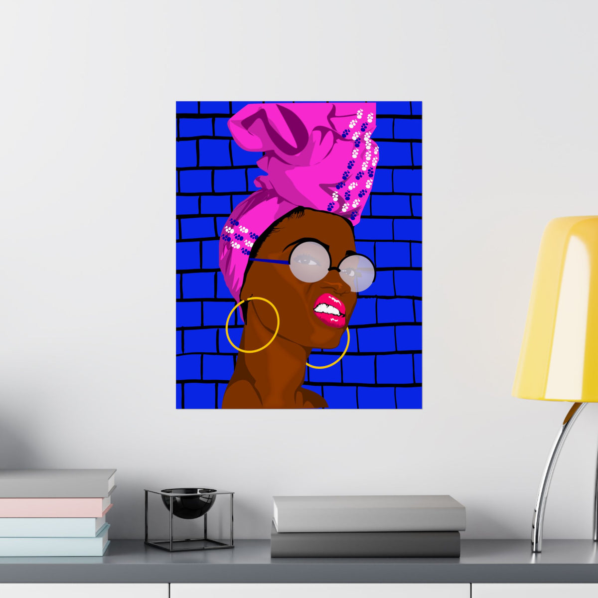 Turban & Hoops - Black Woman Art Poster