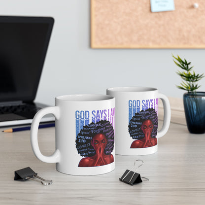 God Says I Am Afro Woman Mug