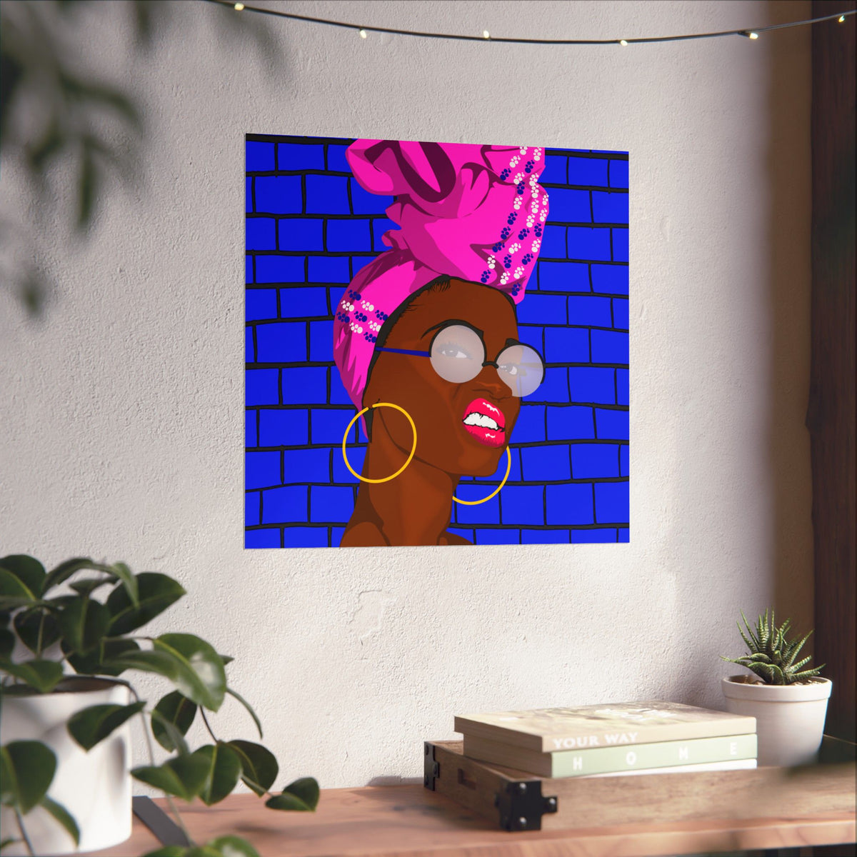 Turban & Hoops - Black Woman Art Poster