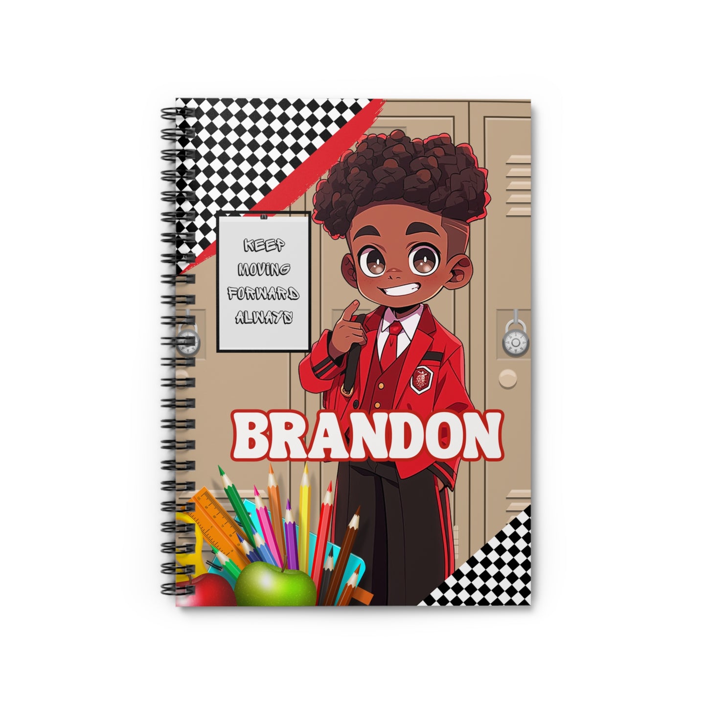 Keep Moving Forward Always Spiral Notebook for Boys – Personalized School Journal