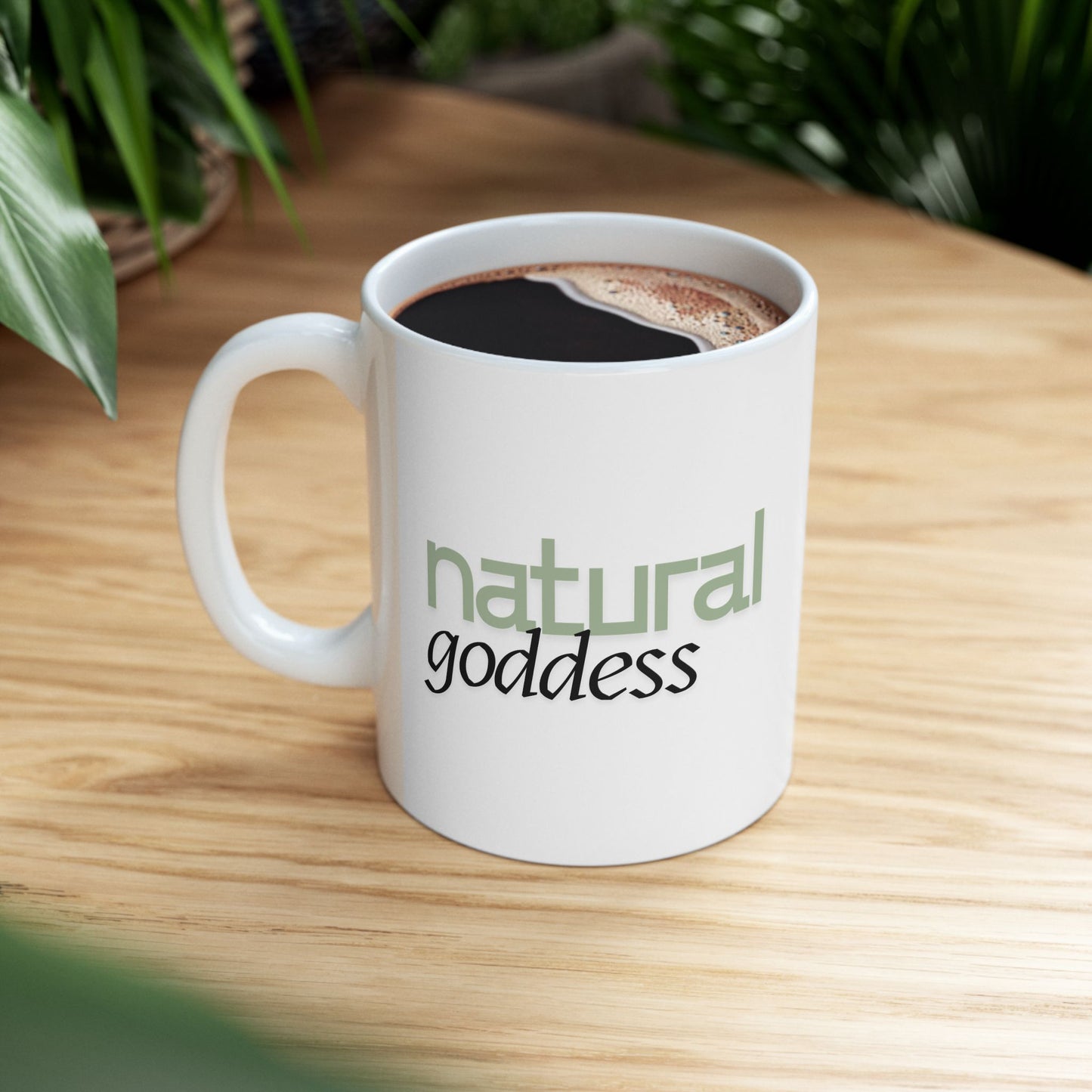 Natural Goodness Ceramic Mug — Organic Green Coffee Cup (11oz)