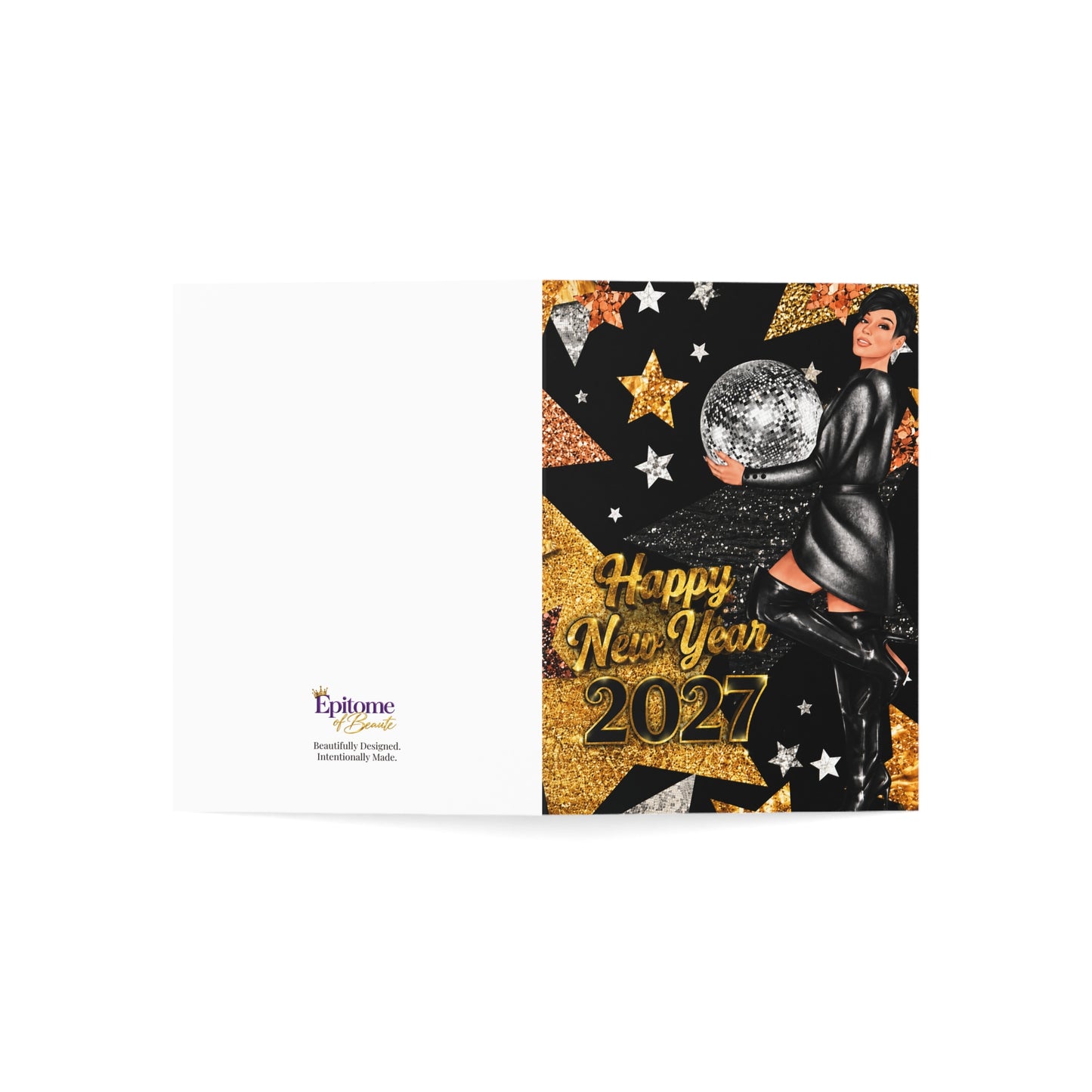 Happy New Year 2027 Glam Greeting Card | Holiday Celebration Card