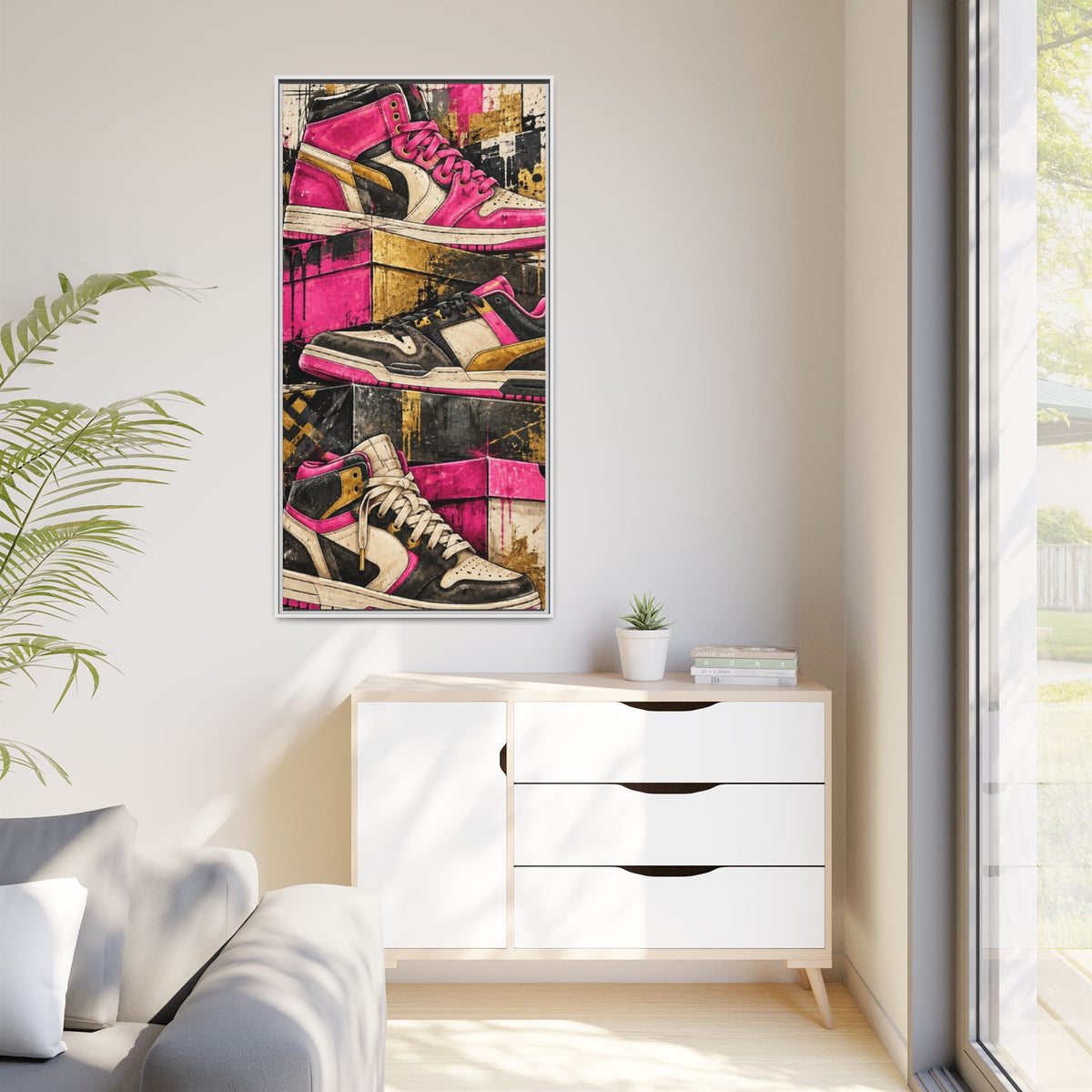 Urban Sole Matte Canvas, Framed Pink Sneaker Wall Art
