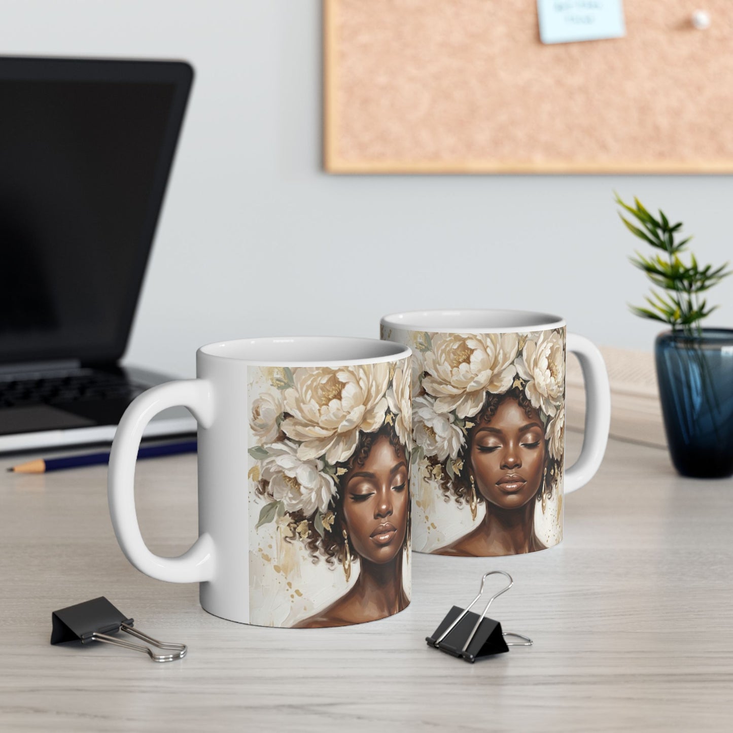 Black Woman Floral Crown Mug
