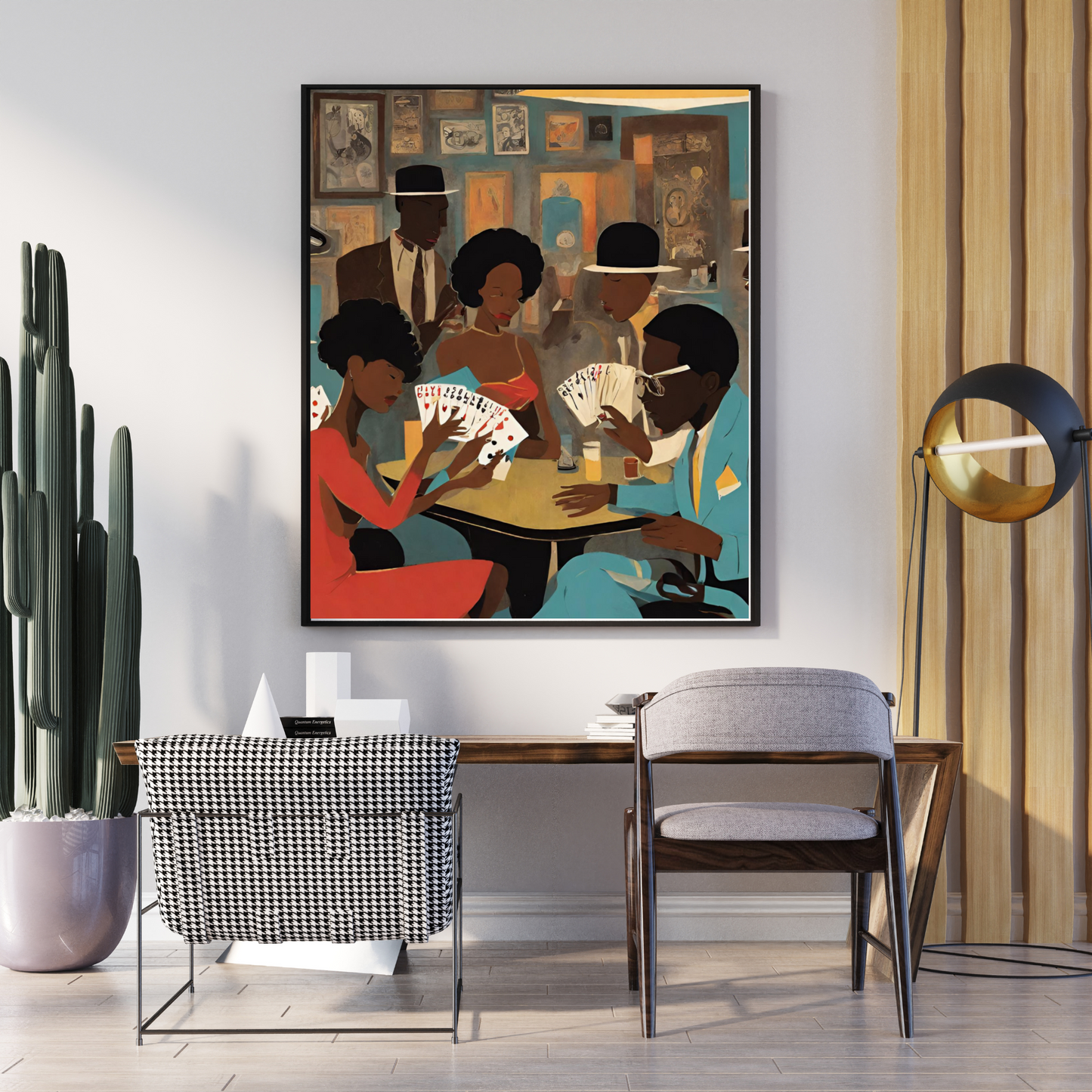 Mid-Century African American Wall Art: Black People Playing Spades Poster