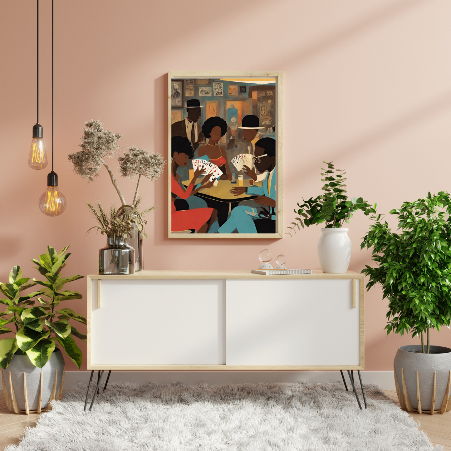 Mid-Century African American Wall Art: Black People Playing Spades Poster