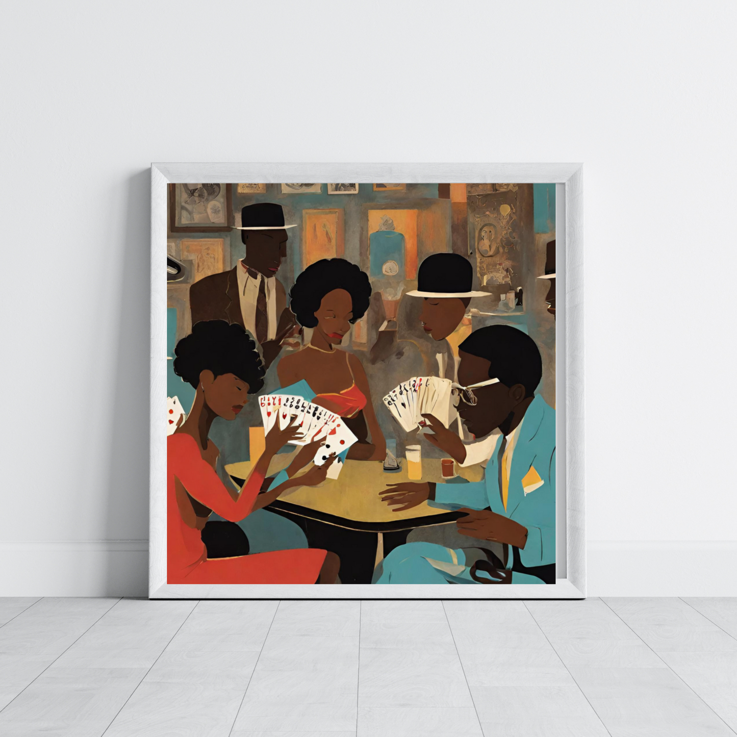 Mid-Century African American Wall Art: Black People Playing Spades Poster