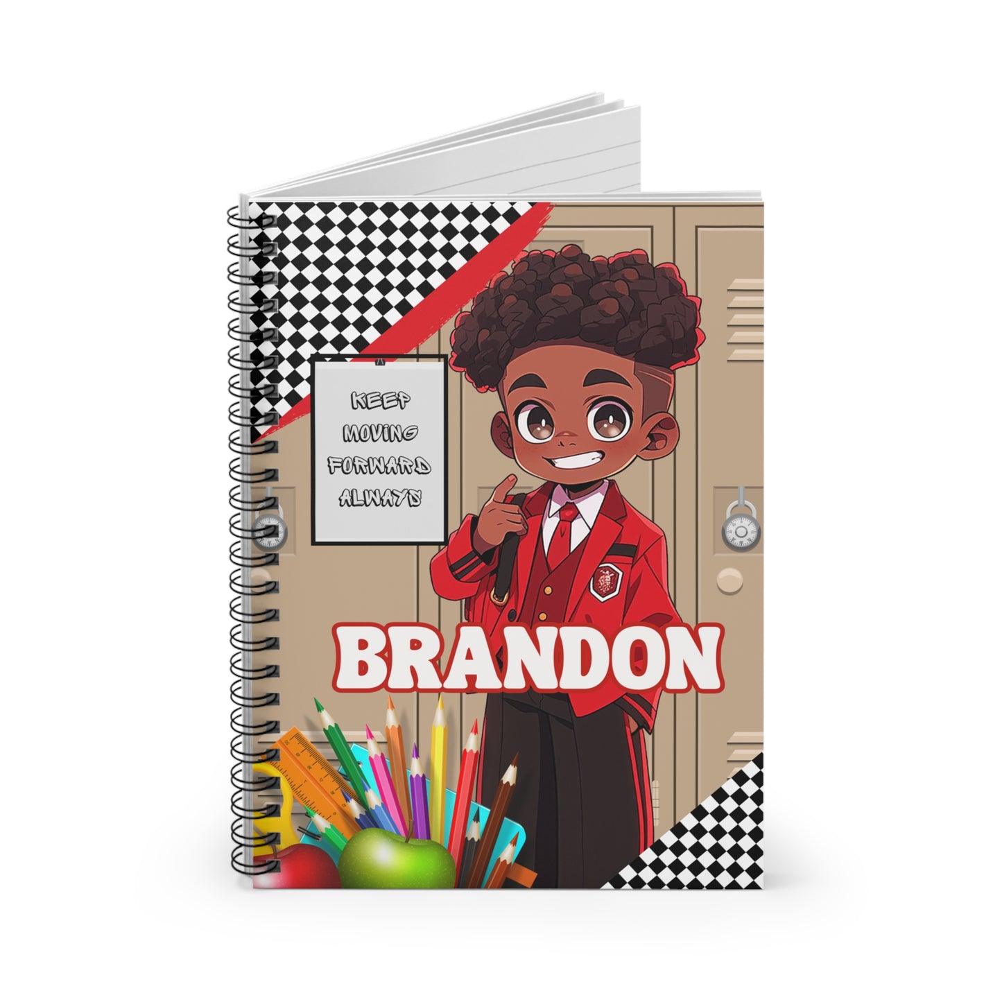 Keep Moving Forward Always Spiral Notebook for Boys – Personalized School Journal