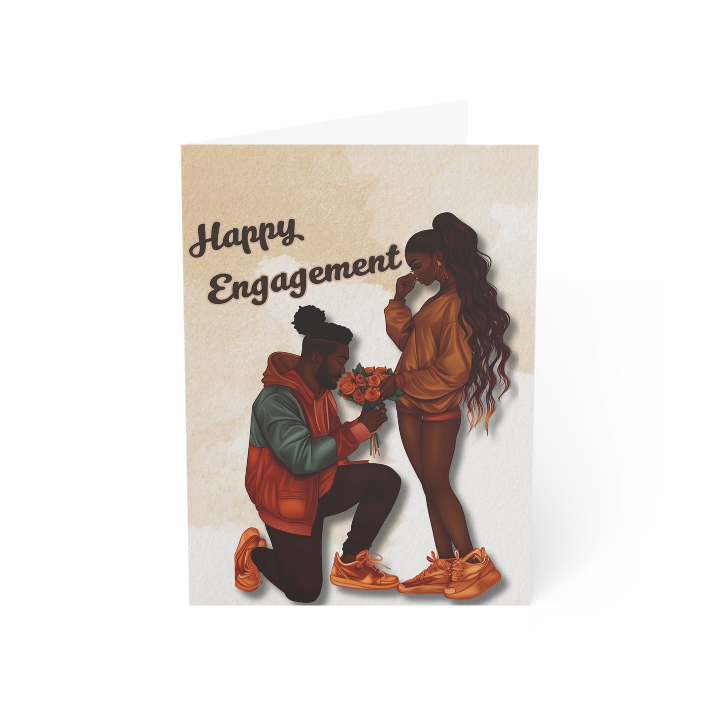 Engagement Greeting Card — 'Happy Engagement' Illustrated Proposal Card (Single or Bulk Packs)